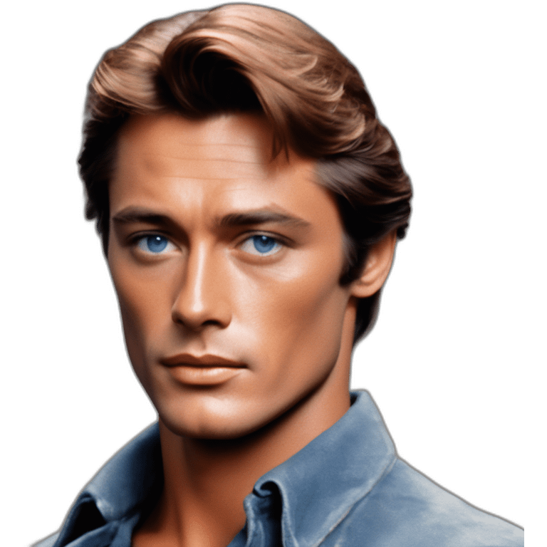 Alain Delon young cowboy blue eyes reddish hair clean shaven emoji