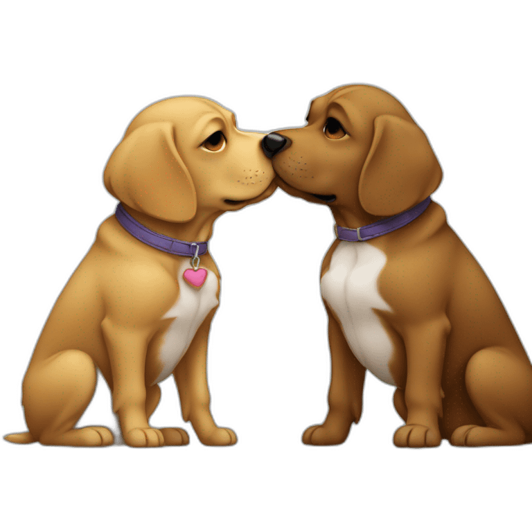 dog kiss another dog emoji