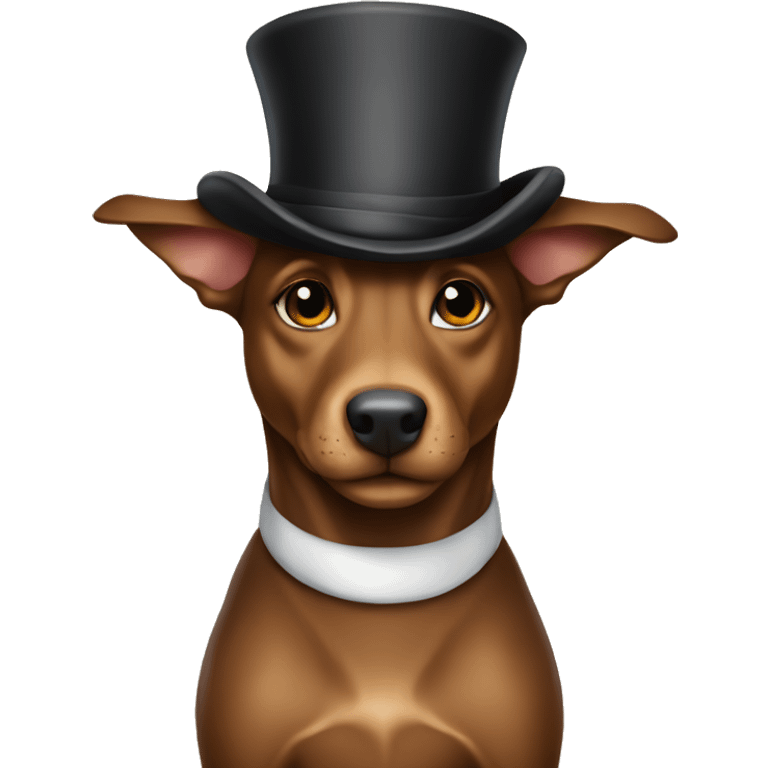 light brown kelpie with top hat emoji