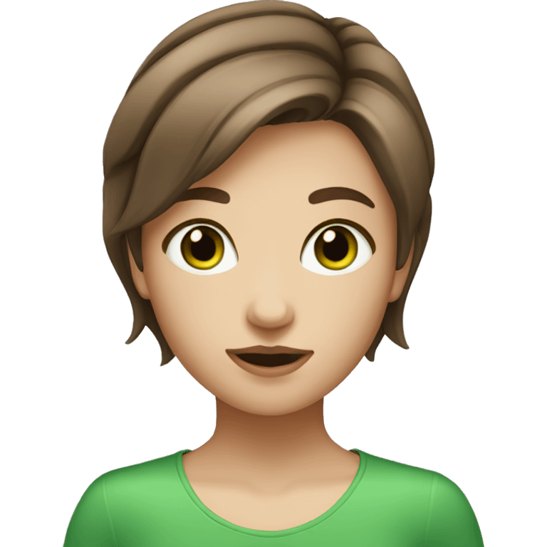 Short Brown hair girl with green eyes emoji