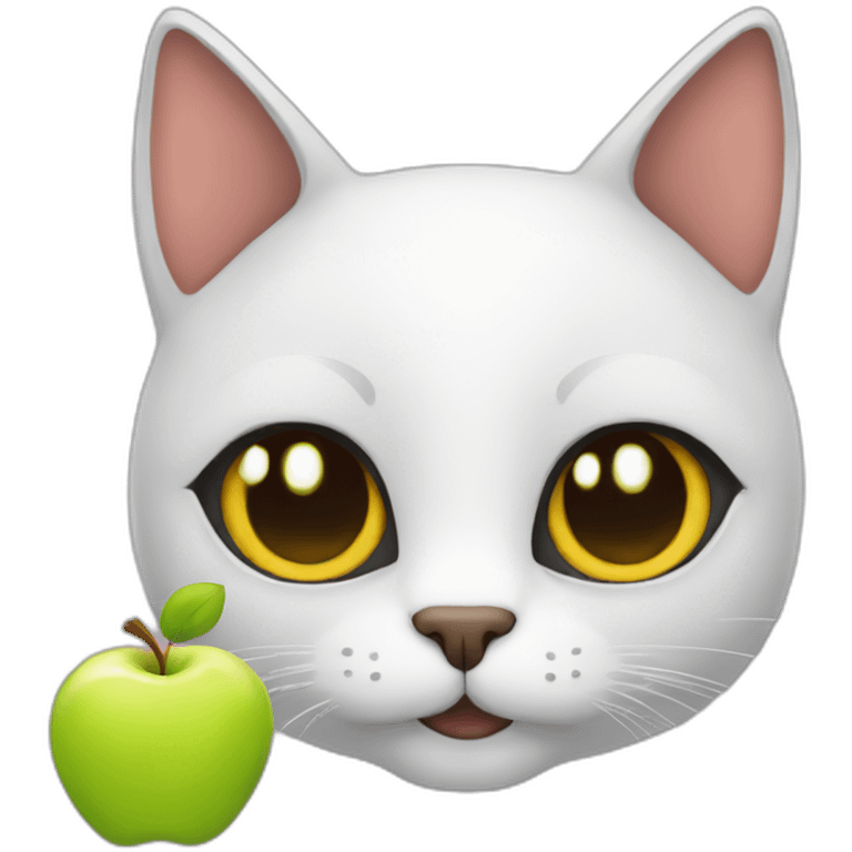 cat with apple emoji