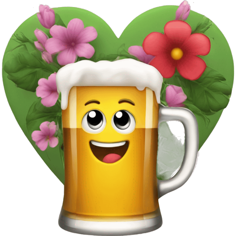 heart and beer and flowr emoji