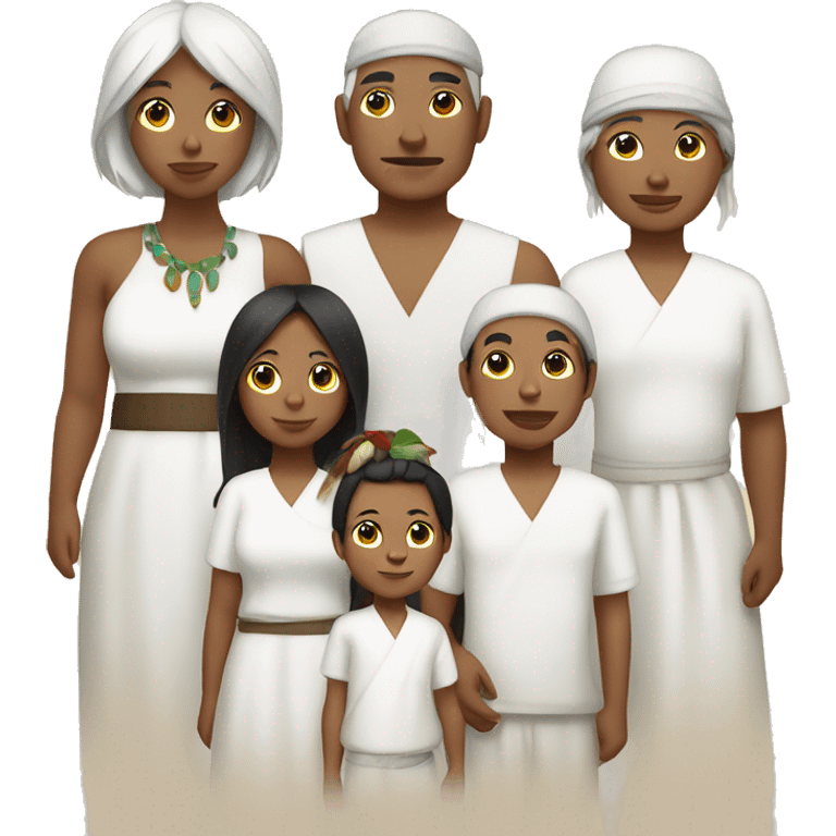 Kogui indigenous family in white clothing  emoji