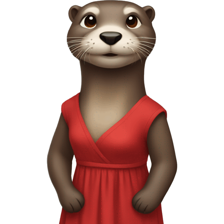 Otter wearing long red dress emoji