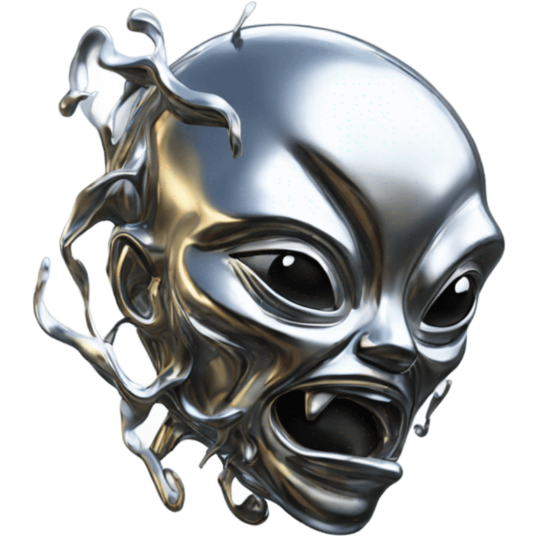 Abstract creature made of liquid chrome emoji