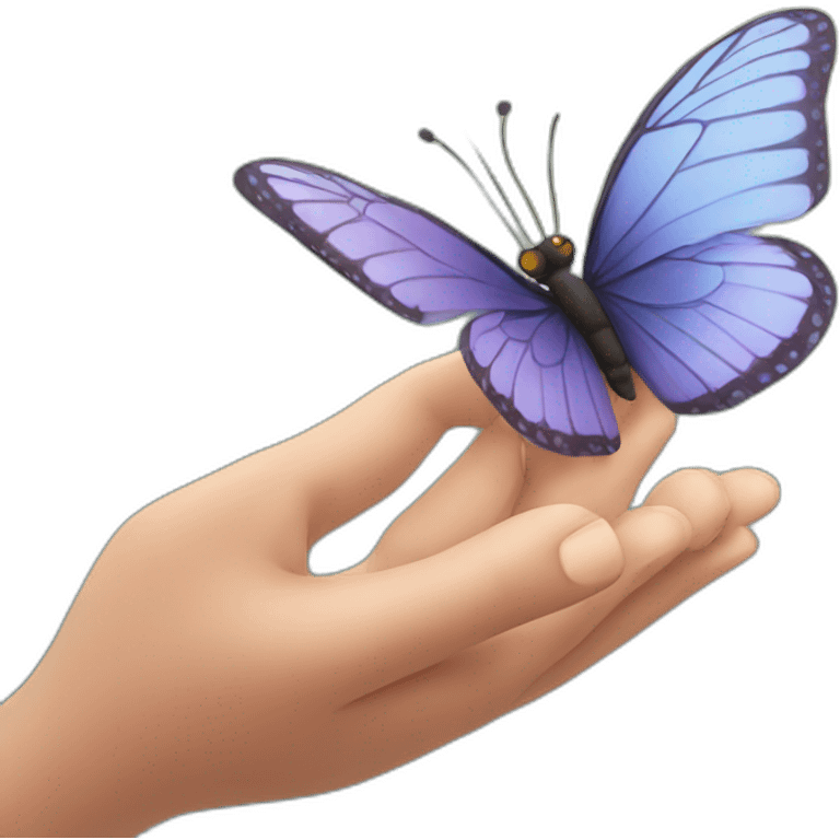 Butterfly sat in hand emoji