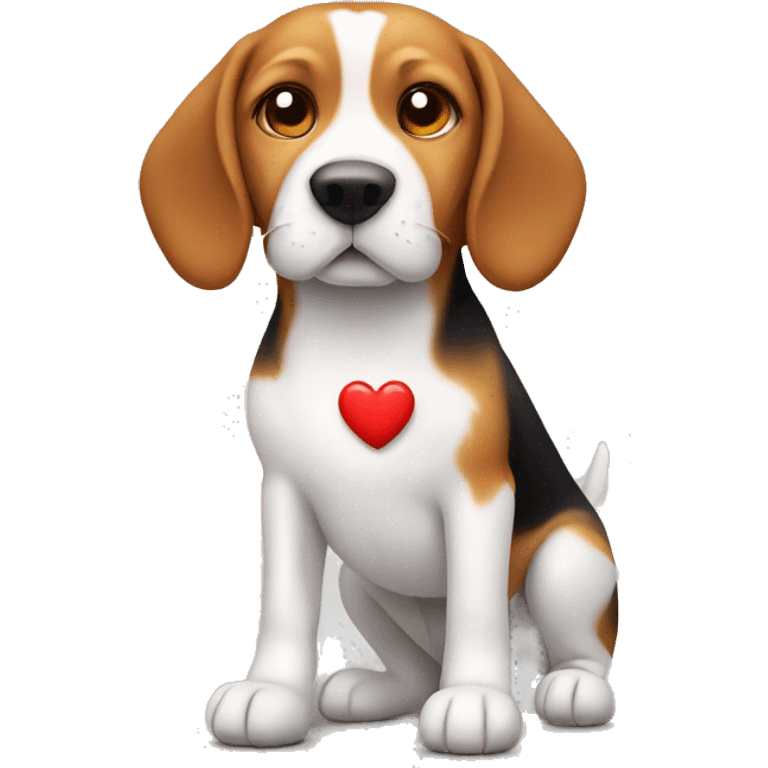 Beagle with a bone in a red heart emoji