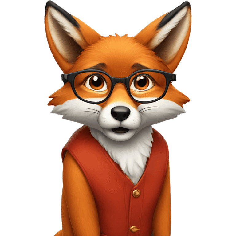 A fox wearing lapcot and his glasses emoji