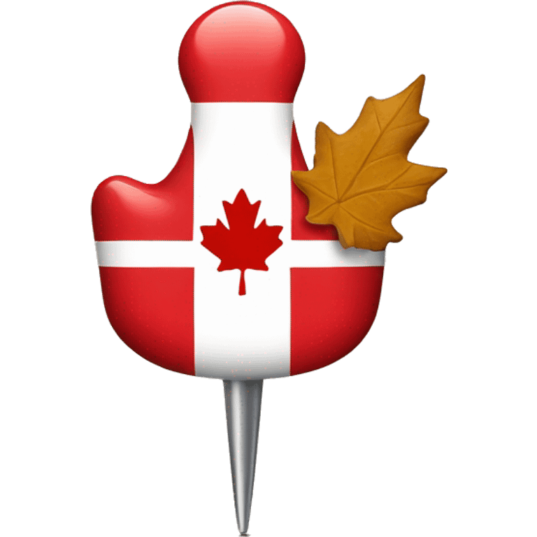 Pushpin with maple leaf from Canadian flag emoji