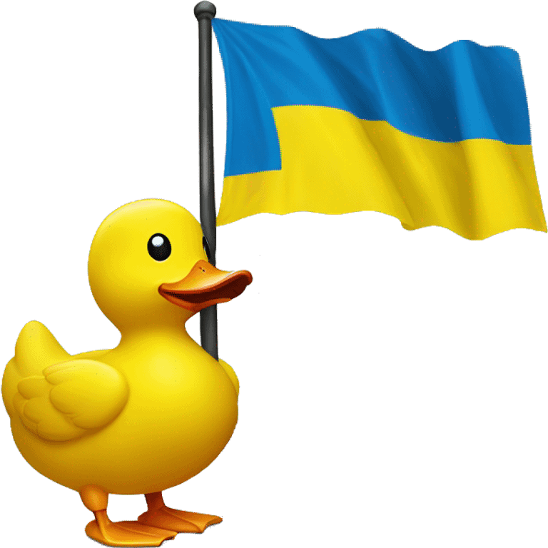 rubber yellow duck holding ukraine flag emoji