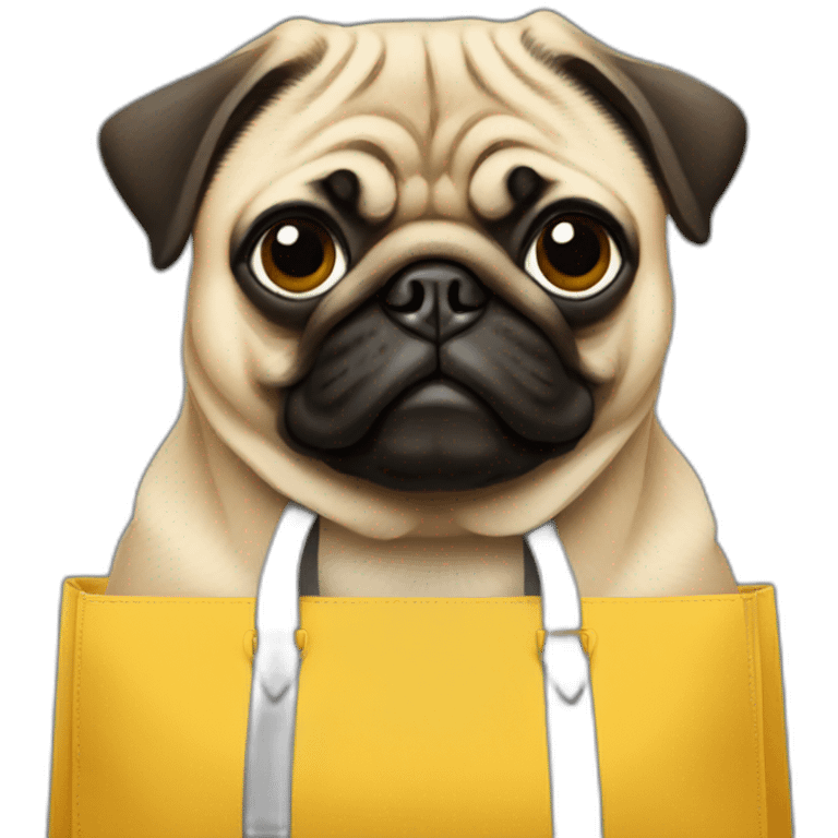 pug wearing bag with google keep logo emoji