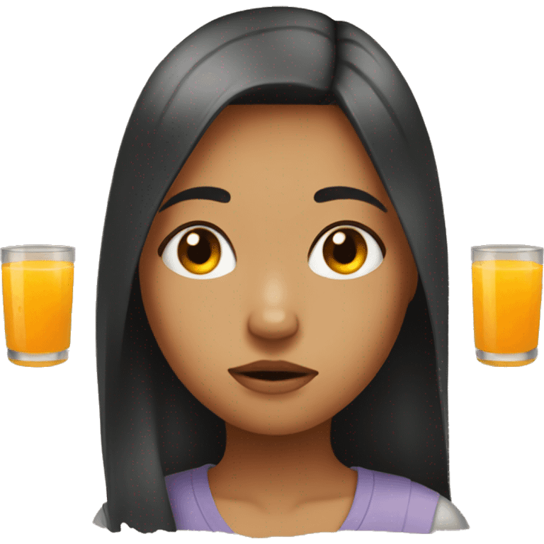 Realistic girl crying with orange juice emoji