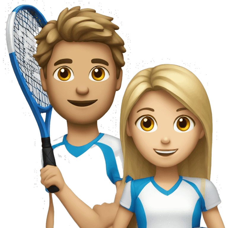 girl padel tennis player and boy runner emoji