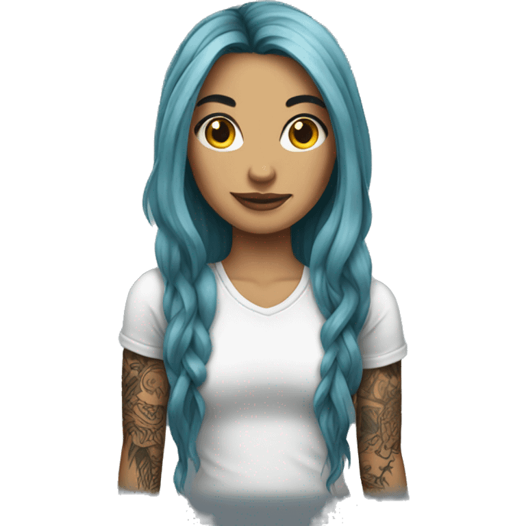 tattooed woman very attractive long hair emoji