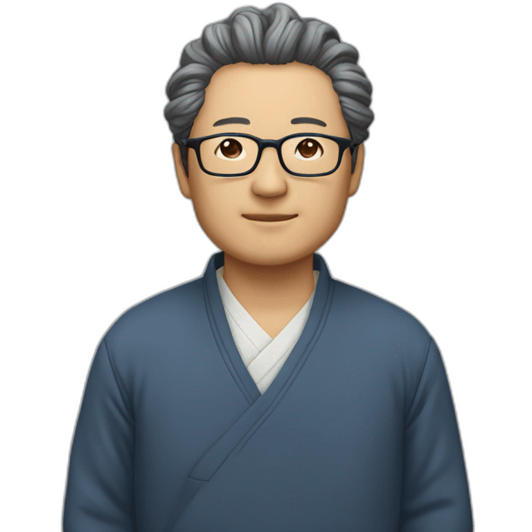 Middle-aged Japanese man with naturally permed glasses emoji