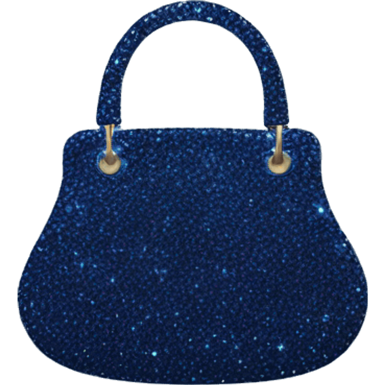 Realistic navy blue Sparkle glitter with fur purse isolated.  emoji