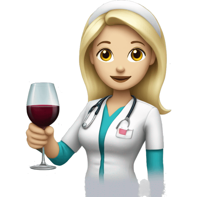 blonde nurse drinking wine emoji