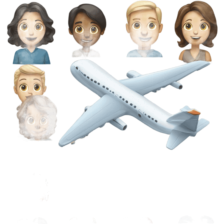 Family of 8 flying airplane emoji