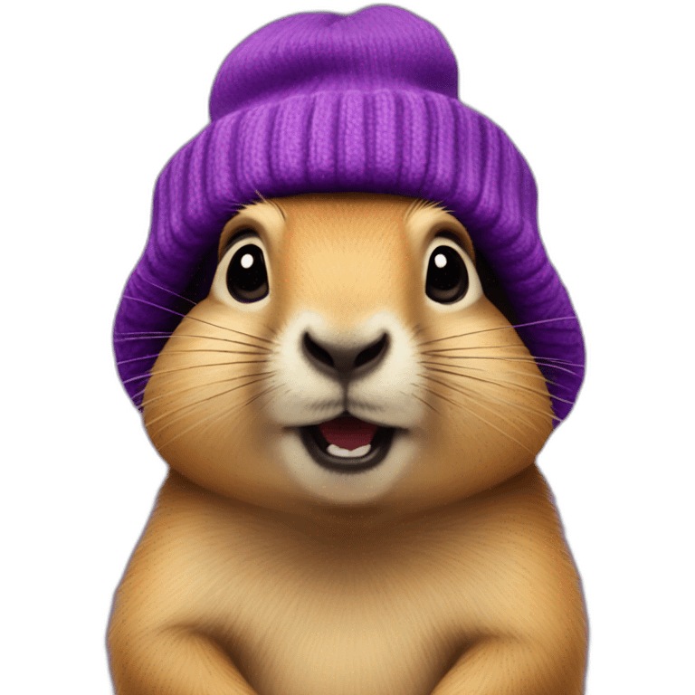 prairie dog with purple beanie just head hold sign saying GG emoji