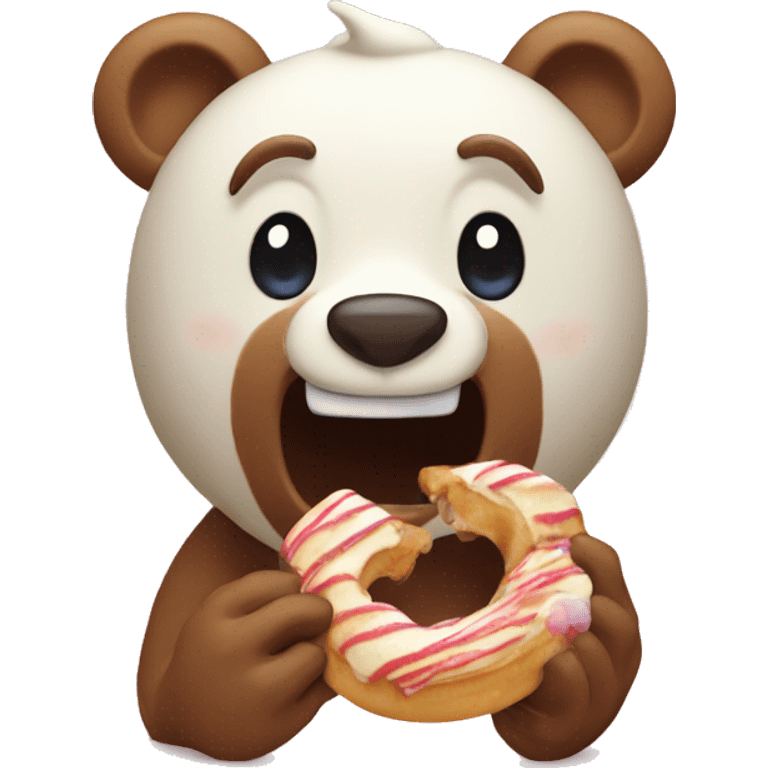 Bear eating a cinnamonroll emoji