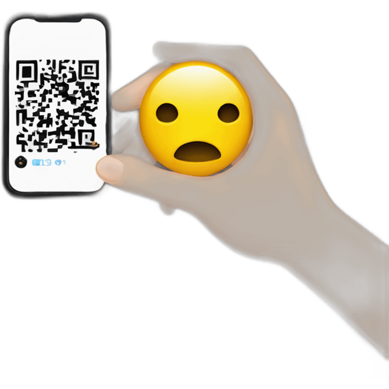 a hand holding a phone taking a picture of a qr code emoji