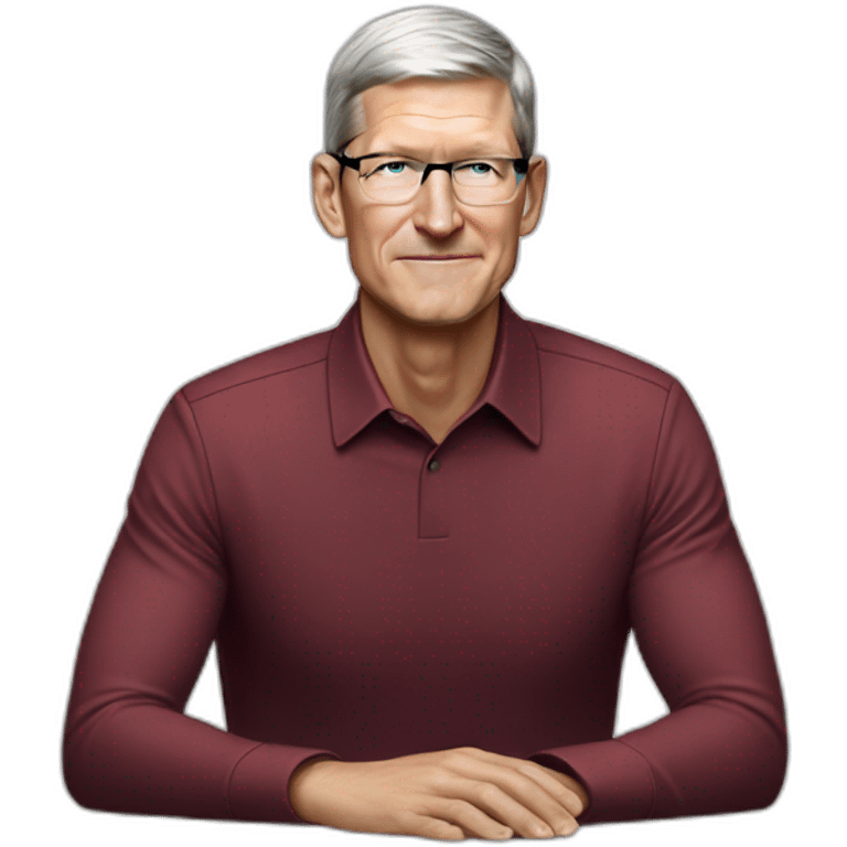 Tim Cook at desk with MacBook Pro emoji