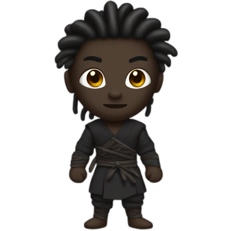 black skin tone dread head ninja emoji