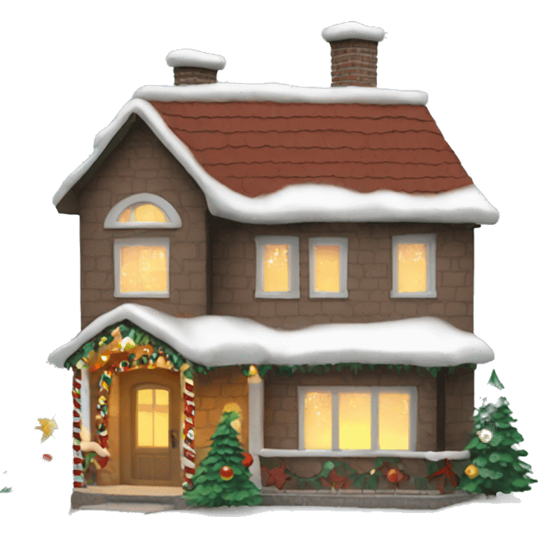 christmas home with lights and decoration emoji