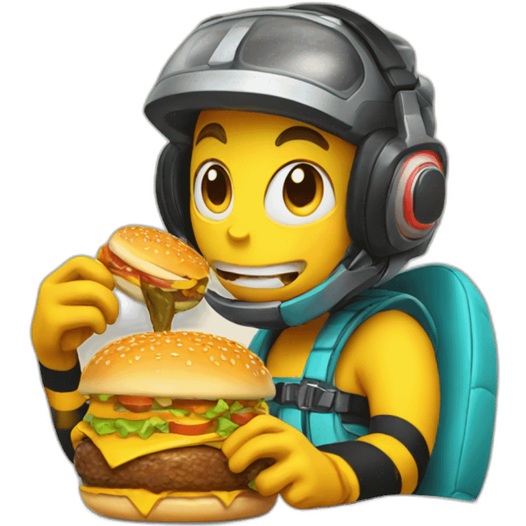 Gamer bee eating burger emoji