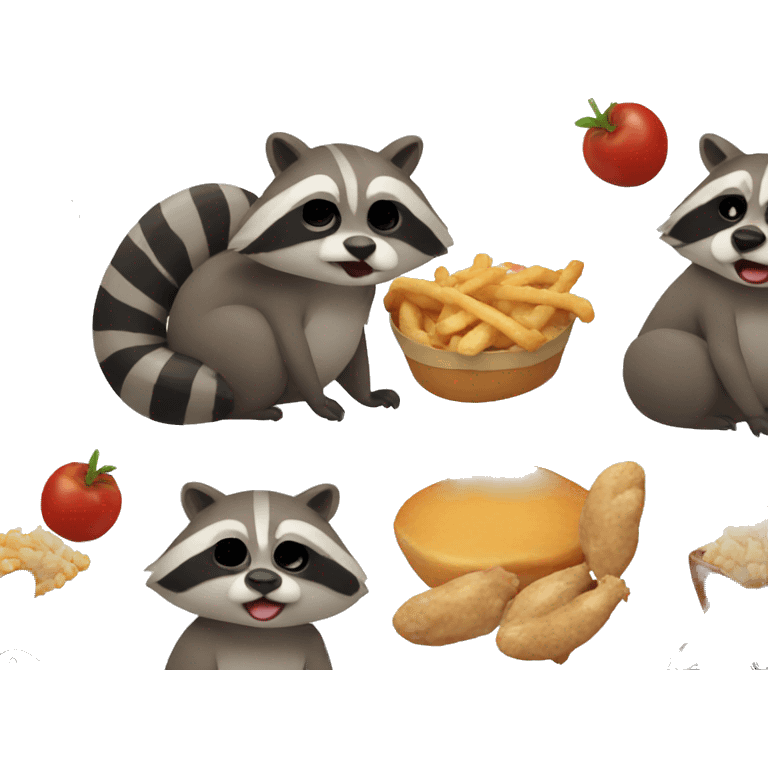 Raccoon eating chicken emoji