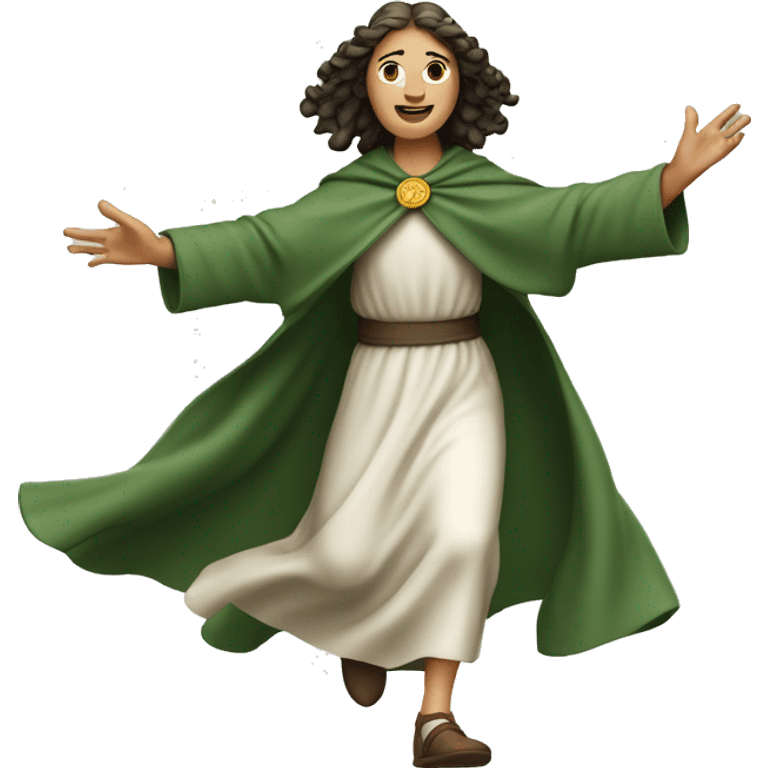 saint brigid running, with a large stride and arms outstretched emoji