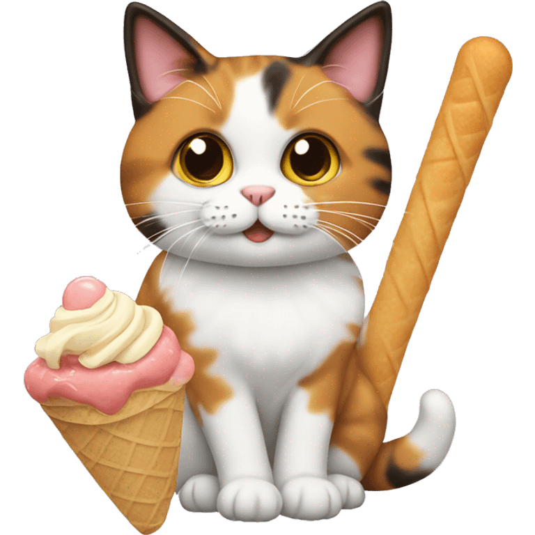 calico cat with icecream  emoji