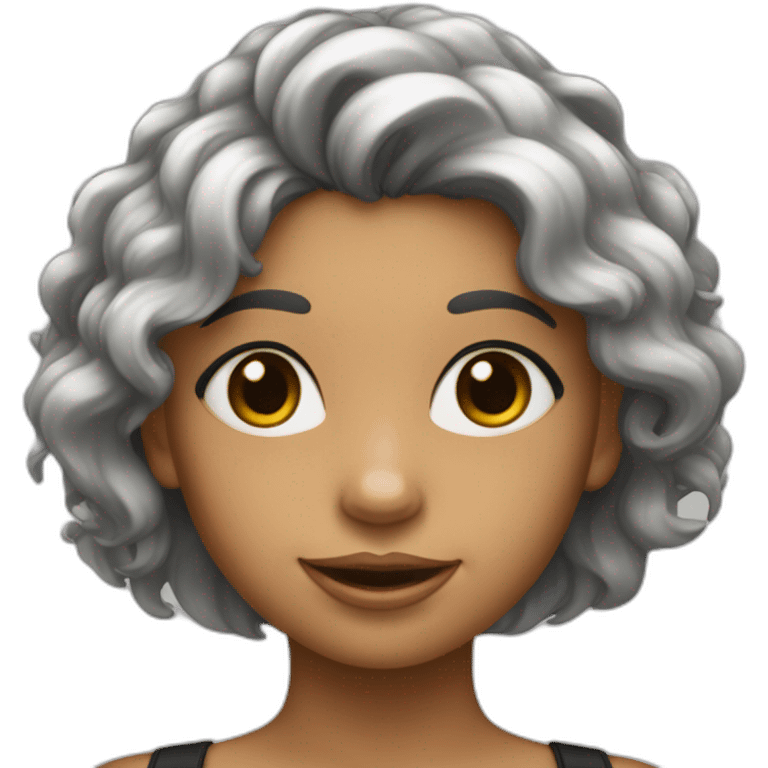 Fille avec des tâches de rousseur la peau blanche et les cheveux noirs emoji