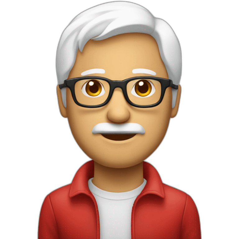 Cara Hombre blanco pelo canoso ,gafas rojas emoji