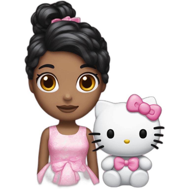 black hair hello kitty emoji