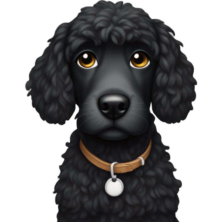 Black doodle dog with white eyebrows emoji