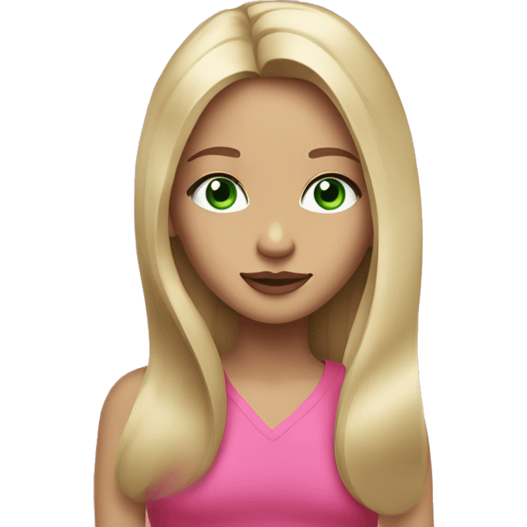 blonde girl with long straight hair, green eyes and pink lips emoji