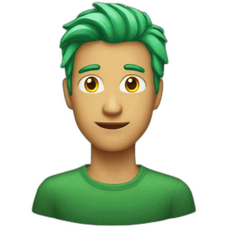 Man has green hair and yellow eyes  emoji