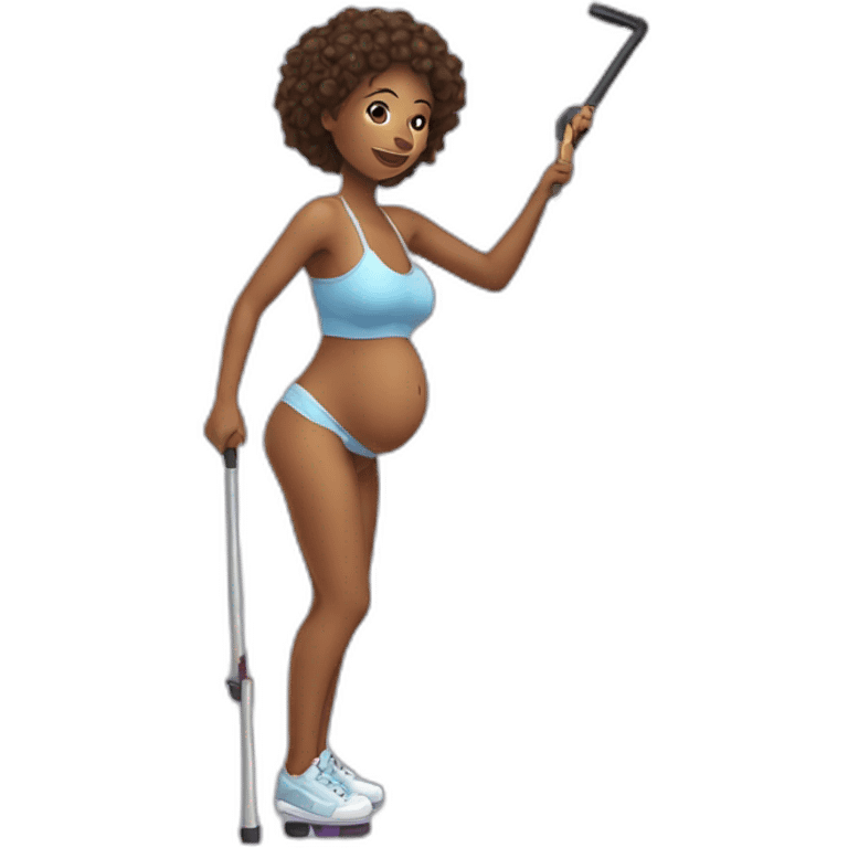 Woman birthing a pogo stick emoji