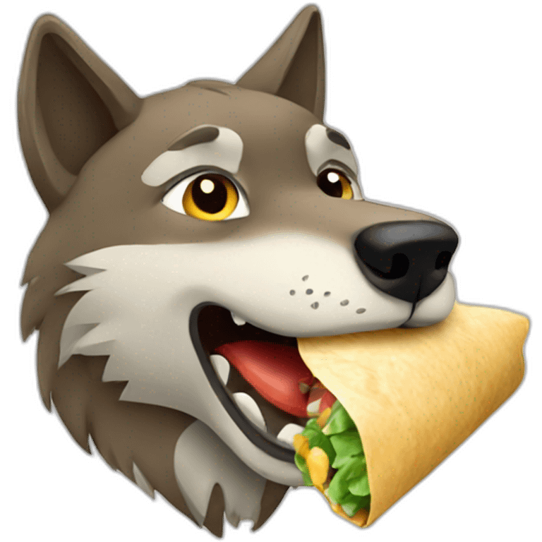 Wolf eating wrap emoji