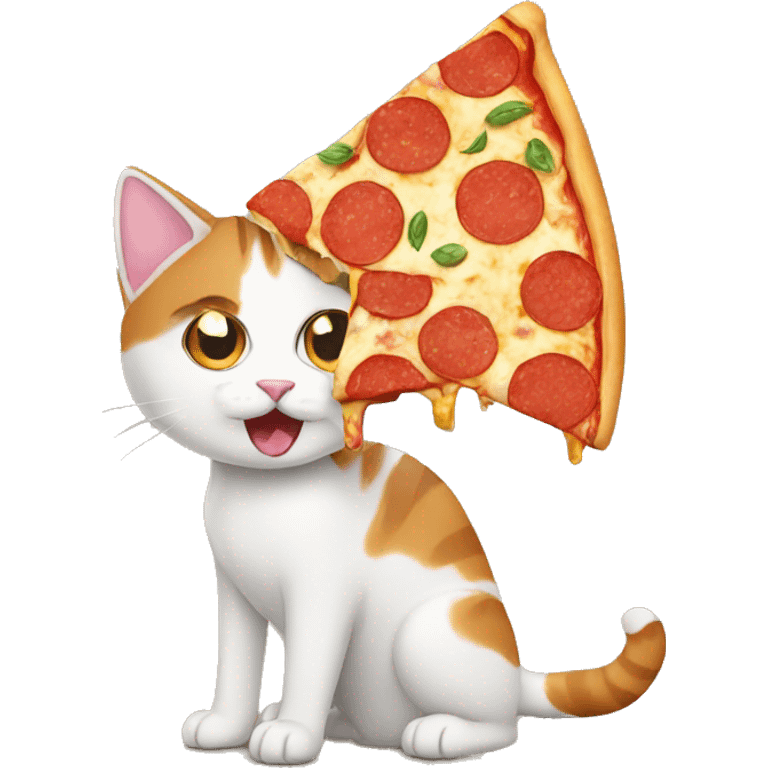 pizza cat eating a pizza dog emoji