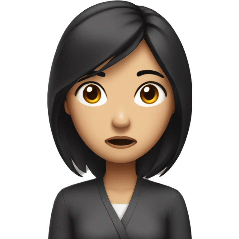 a frustrated-looking, black-haired Asian woman emoji