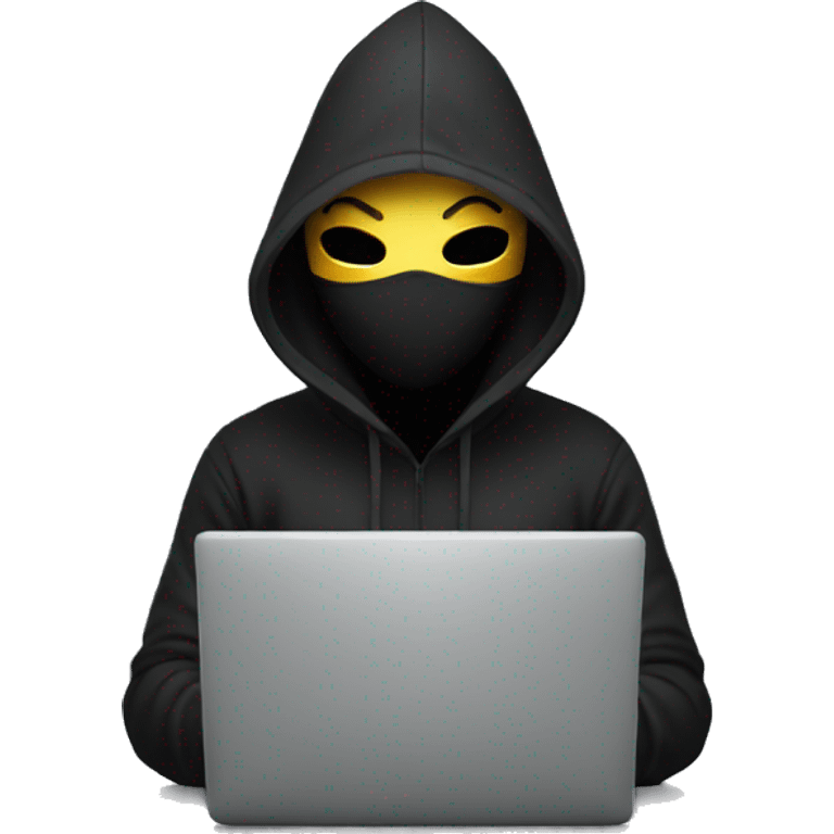 anonymous with laptop with black hoodie and having a mask  making money emoji