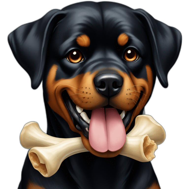 Rottweiler dog with bone in mouth emoji