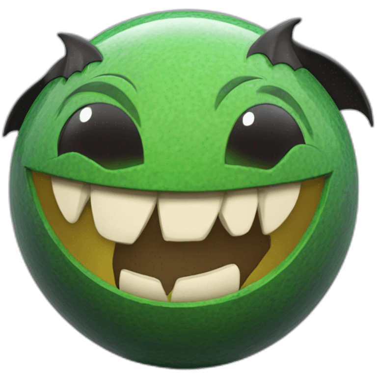 3d sphere with a cartoon joyous tuff Bat skin texture with economic eyes emoji