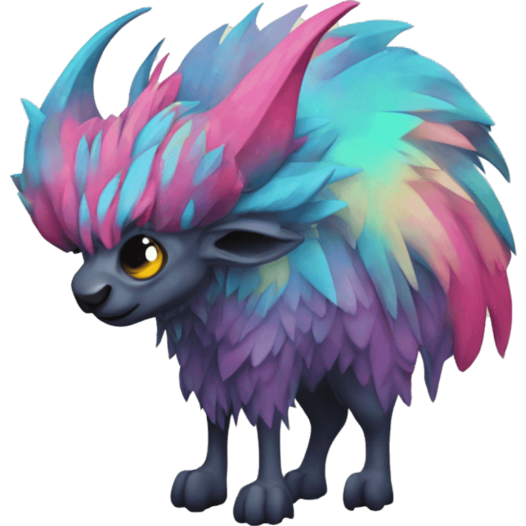 a colorful edgy vernid-fionbri-animal-creature with splash patterns emoji