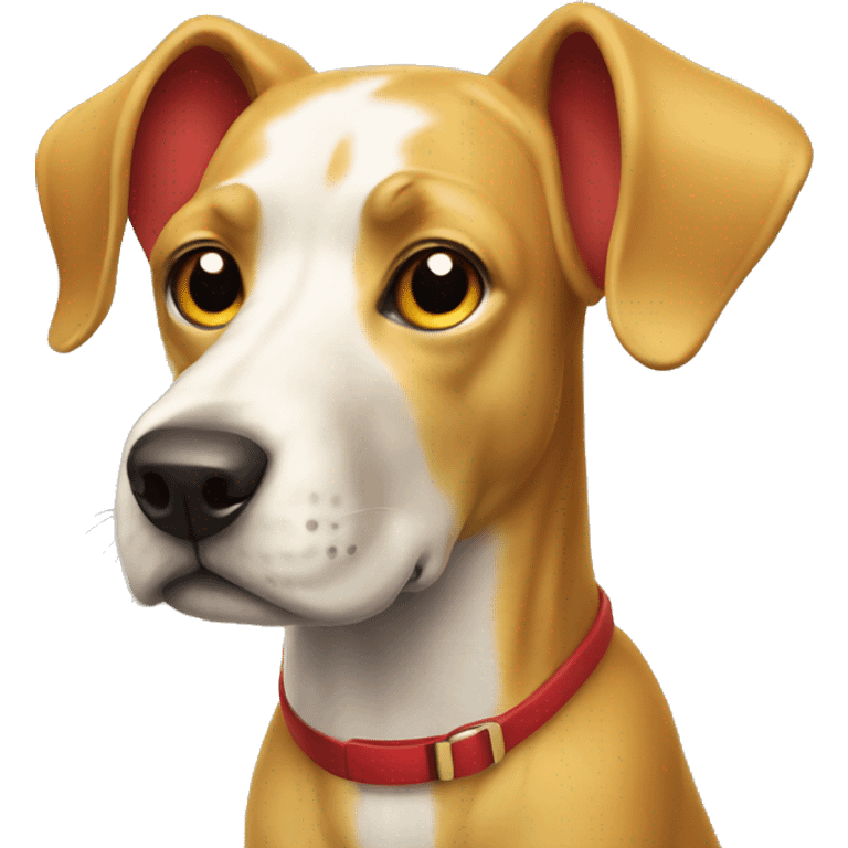 mustard colored dog with very very long ears and red collar emoji