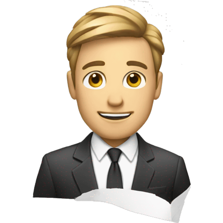 guy in a suit holding a paper emoji