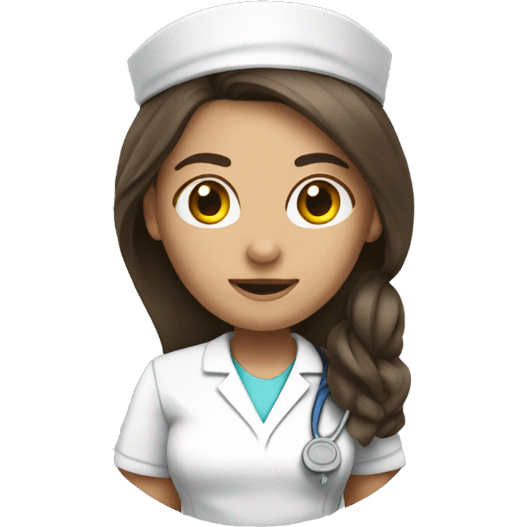 Brunette Female nurse long hair playing tennis emoji