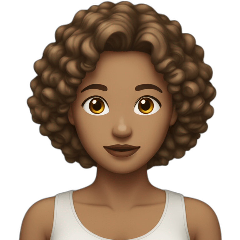 woman light brown skin long dark curly hair emoji